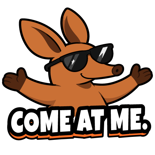 Come at me. AARD in sunglasses, arms wide.