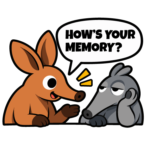 How's your memory? AARD asking a bored grey friend.